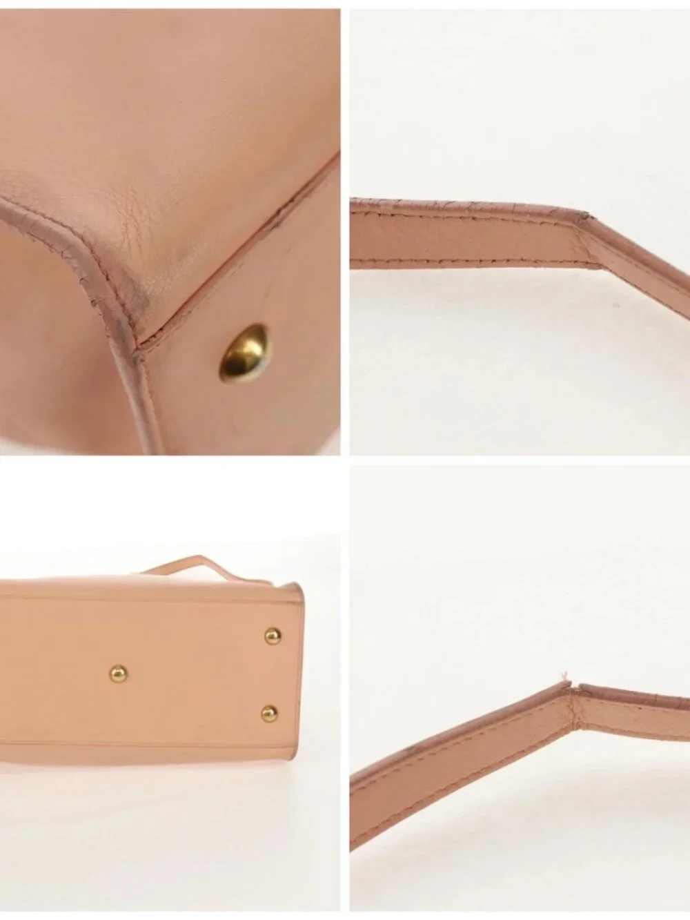 SAINT LAURENT Petit Kabas Hand Bag Leather 2way Pink Gold Auth - Picture 8 of 15